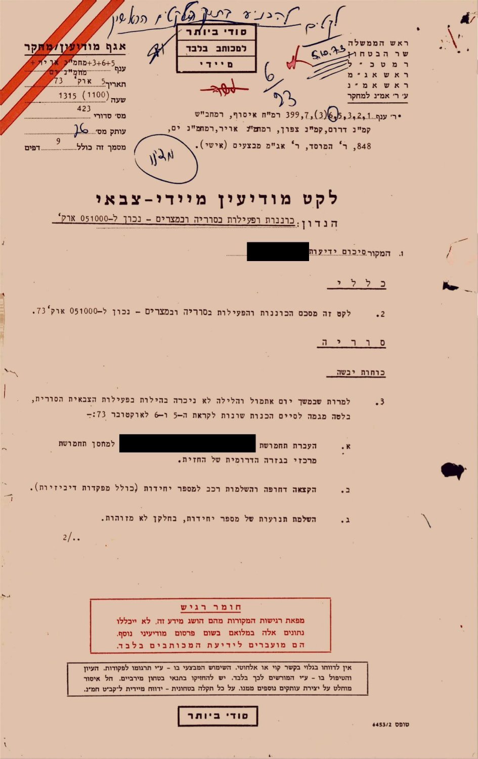 הדוח שהוגש - מתוך ארכיון צה"ל