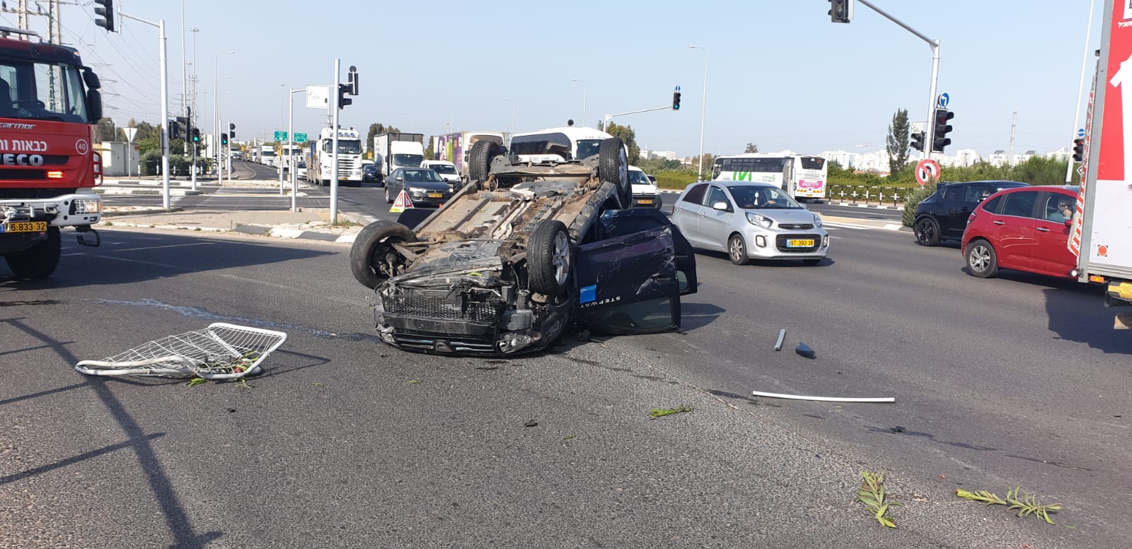 זירת התאונה בצומת גן יבנה