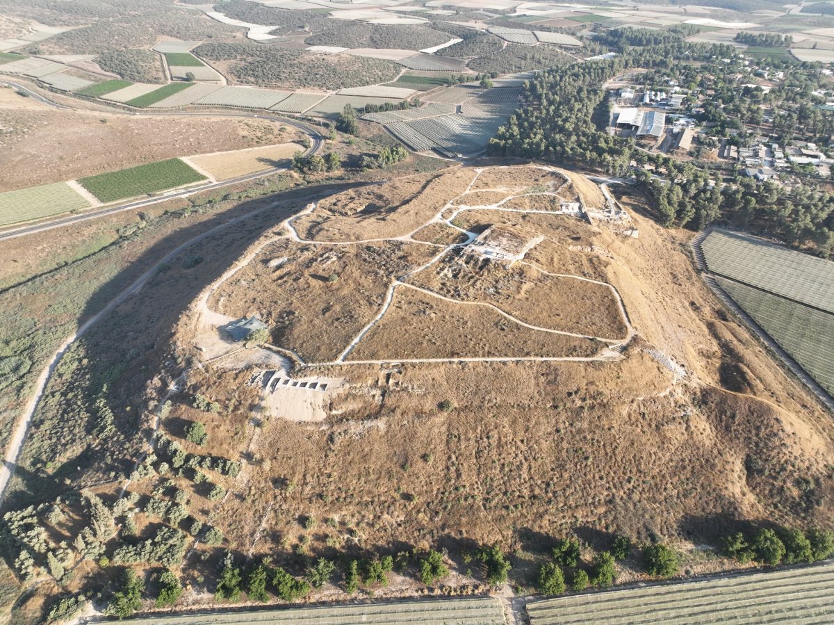 מבט אווירי של תל לכיש (צילום:אמיל אלדג'ם)